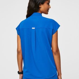 FIGS royal blue XS Rafaela top
